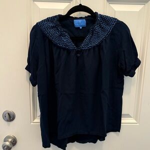 Alice Walk Blue Smocked Blouse Size Large